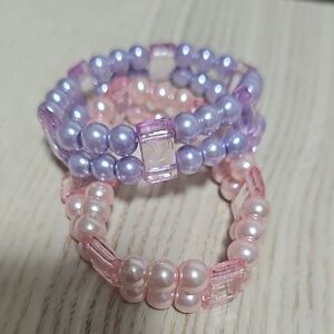 Pink and Lavender Pearl Beaded Stretch Bracelets